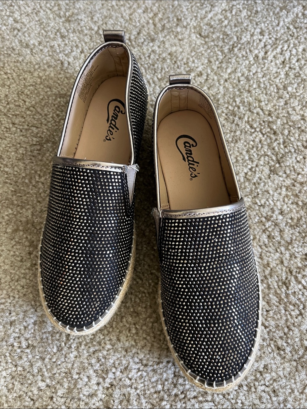 Candie's Rhinestone Slip-On Espadrille Flats